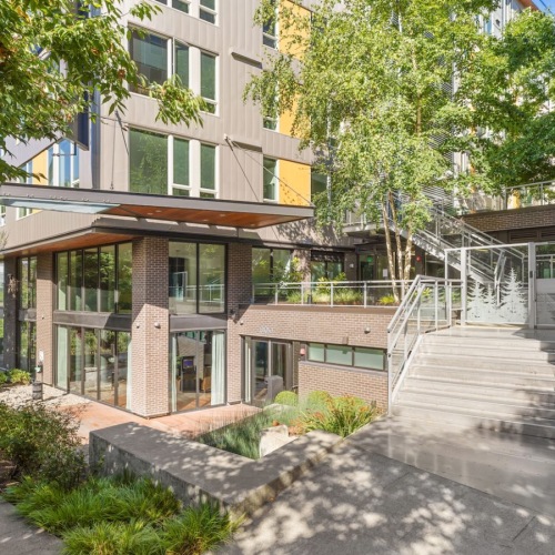 Modern multi-story apartment building at Eleanor in Seattle