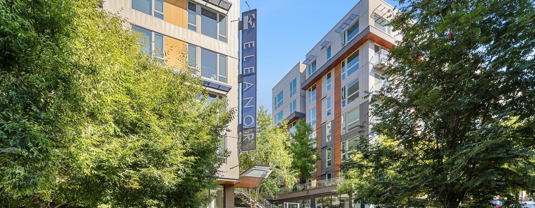 Seattle apartment community building exterior at Eleanor