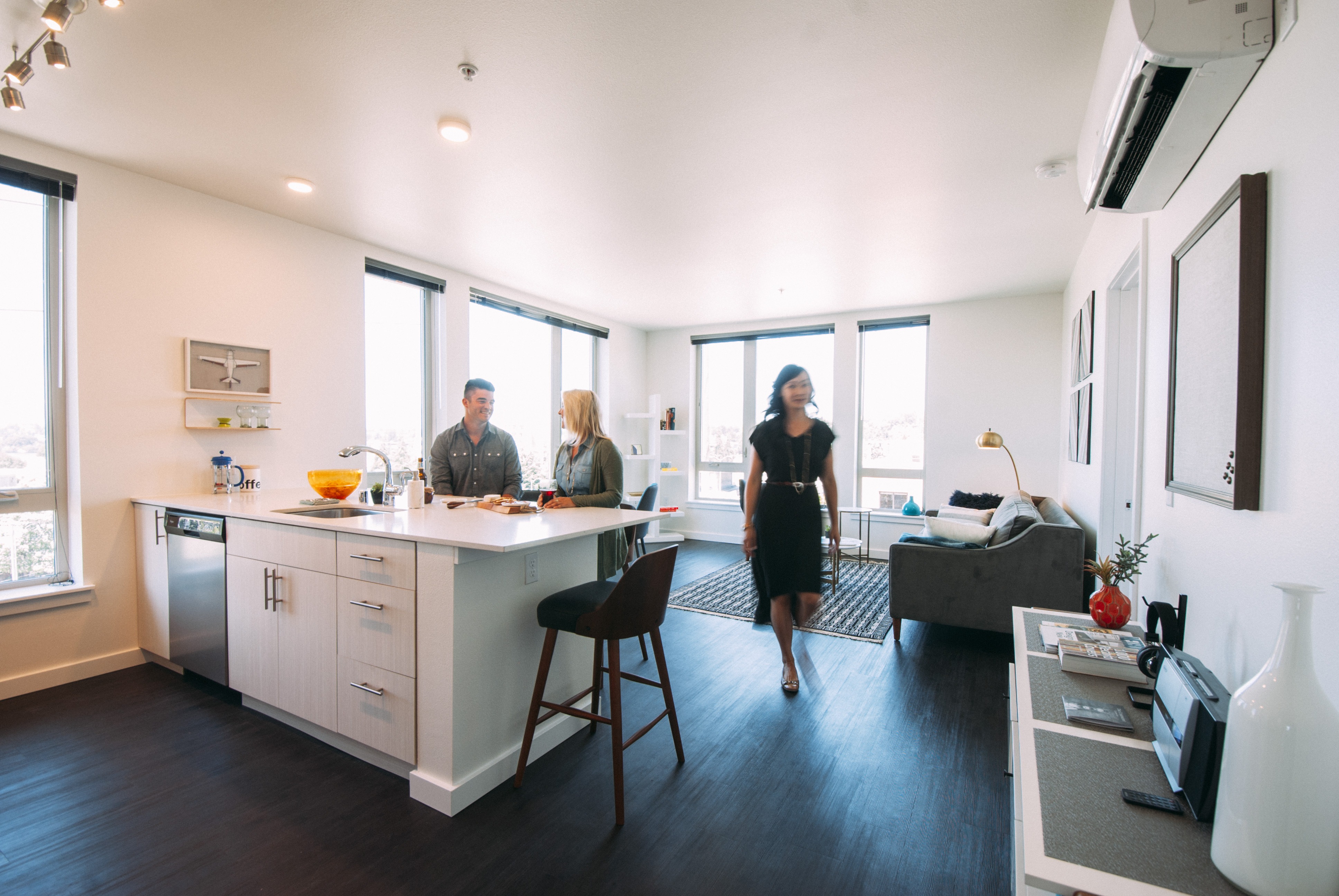 Modern Island Design At The Heart Of The Kitchen Modern kitchen island at Eleanor Apartments in Seattle