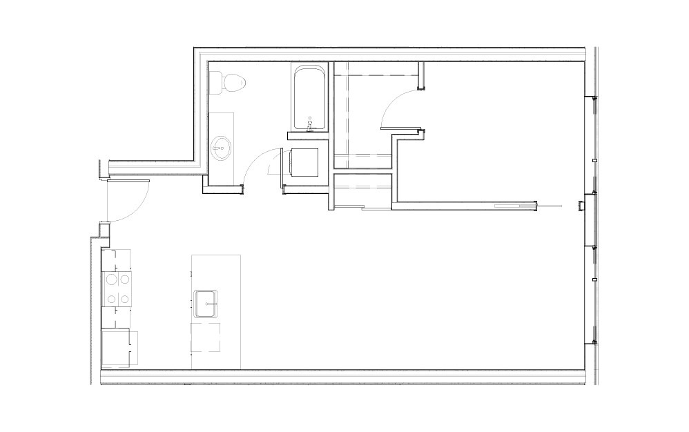 EL-1.3 - 1 bedroom floorplan layout with 1 bath and 754 to 761 square feet.